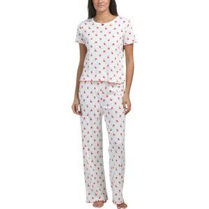 POPPY & CLAY 2pc Organic Cotton Mushroom Tender Hearts Pajama Top And Pants Set